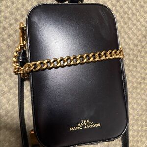 Marc Jacobs Black Vanity Bag with Gold Chain